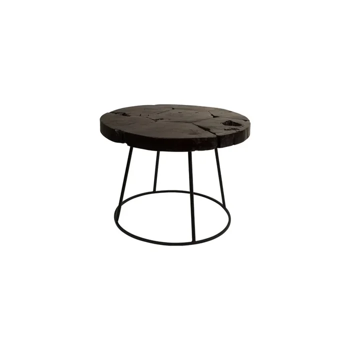 Tavolino Nero/marrone, ø 60 cm, altezza totale 43 cm
