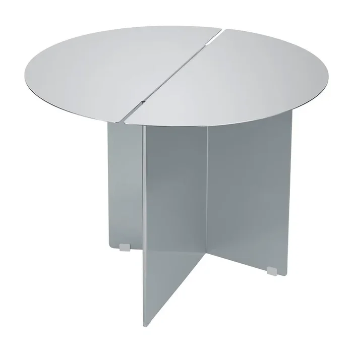 Tavolino Oru In acciaio inox, color argento opaco, ø 50 cm, altezza totale 40 cm