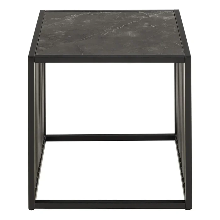 Tavolino Strington Con effetto pietra, nero, 40×40 cm, altezza totale 40 cm