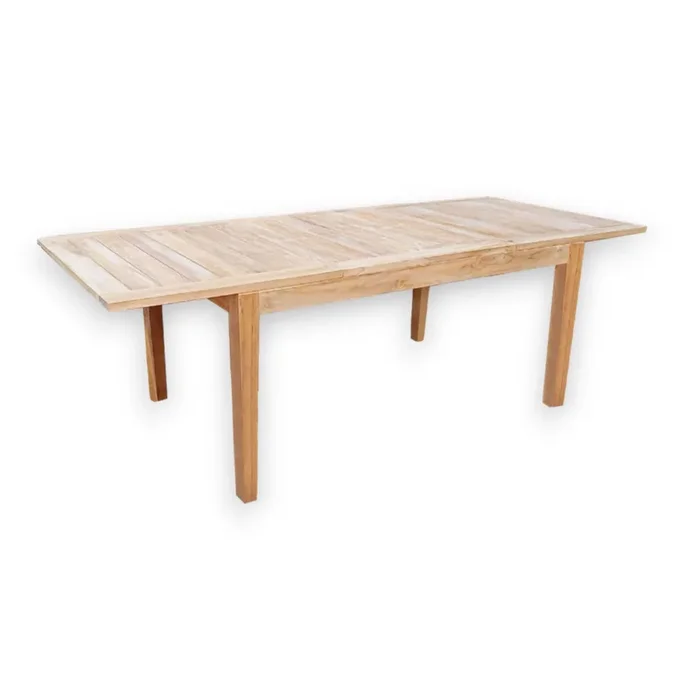 Tavolo allungabile 150/210 cm da esterno giardino in legno di teak con piano a doghe Rabiot
