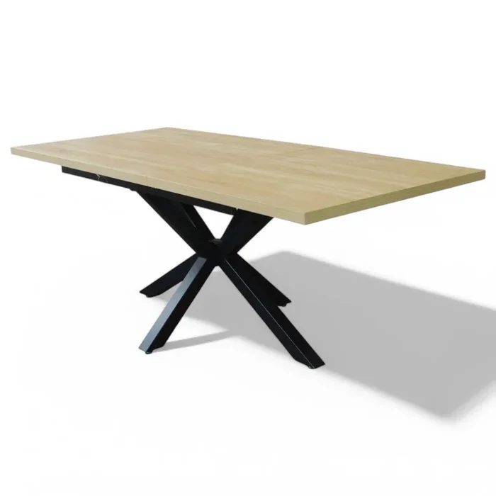 Tavolo allungabile con struttura in metallo nero e marrone con piano in mdf 90×160/200xH75 cm Gariè