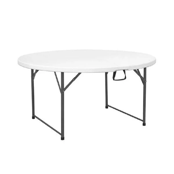 Tavolo Fiesta Pieghevole Bianco Tondo 120×74 Cm