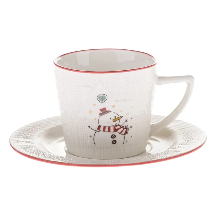 Tazzina Snowman In porcellana, a tema natalizio, bianca, 110 ml