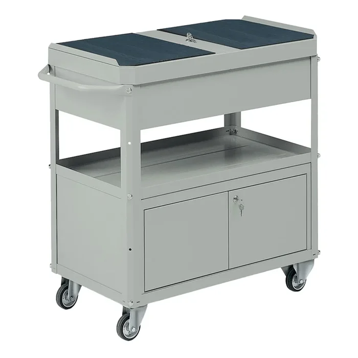 TECNOTELAI – Carrello 2 vasche da 80x45cm con baule e portattrezzi grigio – C556