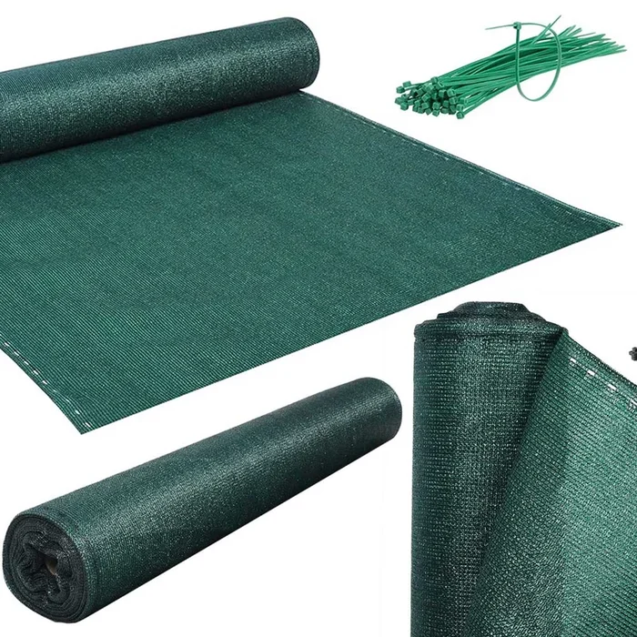 Telo Ombreggiante 1x25Mt Rete Ombra 90% Frangivento Frangivista Verde + Fascette