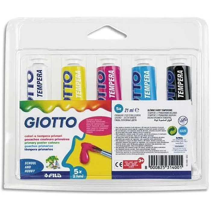 Tempera Tubo 21ml 5 Pezzi Colori Primari 0650