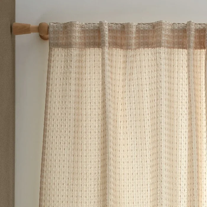 Tenda sottile Muscat Waffle Adatta per bastone, beige, 140×183 cm