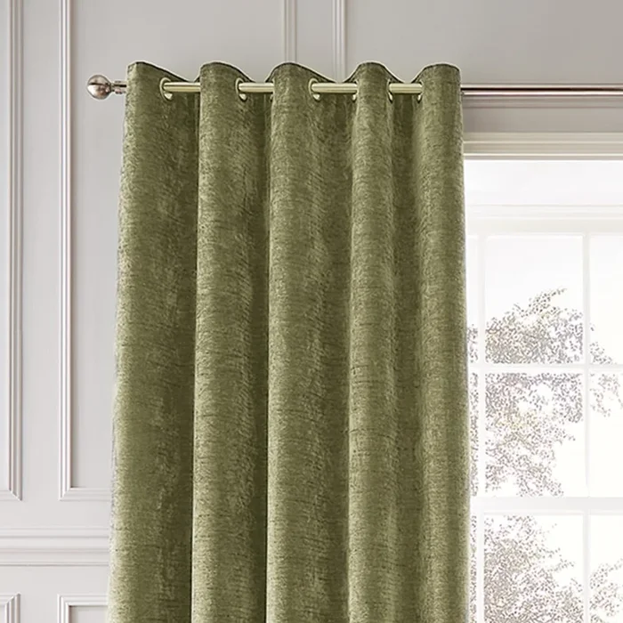 Tende in set Selene Luxury Chenille 2 pz, termoisolanti, adatte per bastone, in ciniglia, color kaki, 229×183 cm