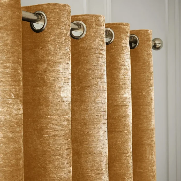 Tende in set Selene Luxury Chenille 2 pz, termoisolanti, adatte per bastone, in ciniglia, gialle, 117×183 cm