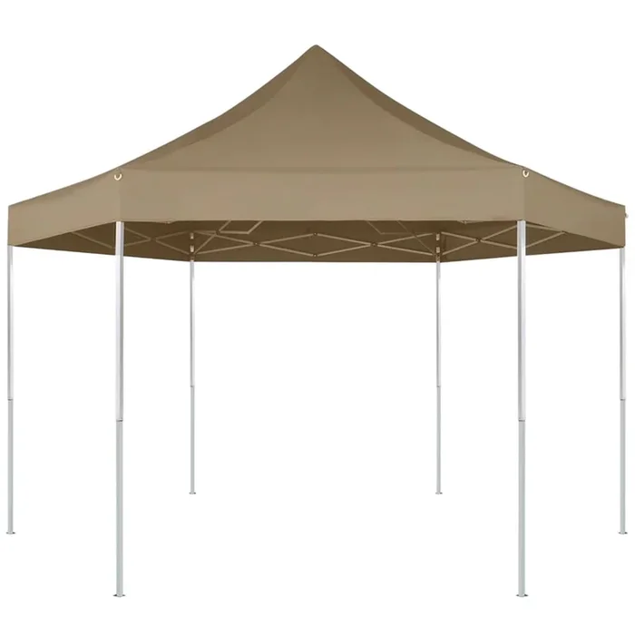 Tendone Esagonale Pieghevole Pop-Up 3,6×3,1 m Tortora 220 g/m²
