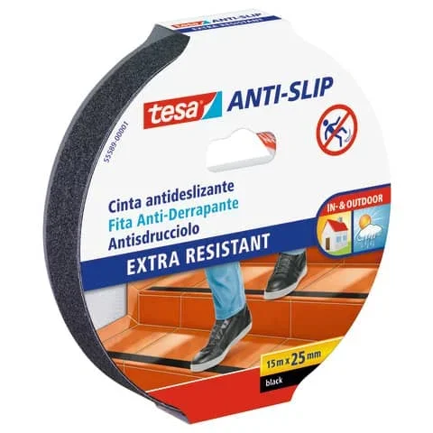 TESA – Nastro antiscivolo extra forte a strappo manuale 25 mm x 15 m nero – 55589-00001-11
