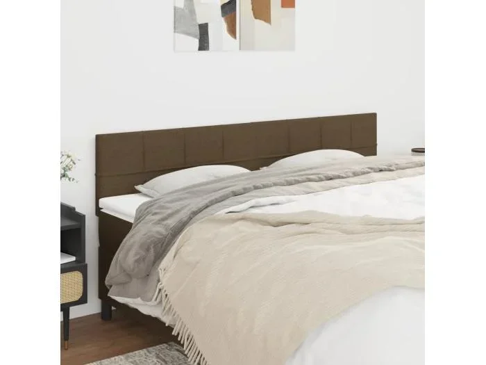 Testiera 2 pz Marrone Scuro 80x5x78/88 cm in Tessuto