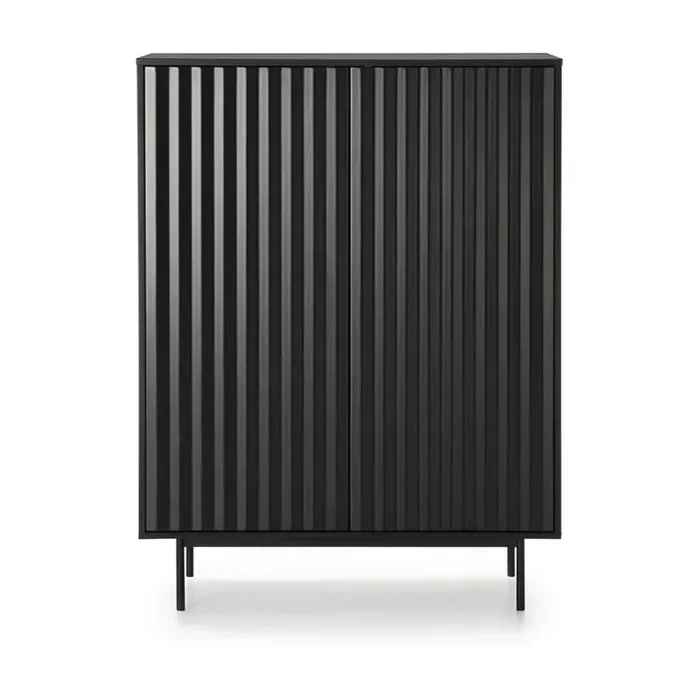 TeulatCassettiera SierraIn MDF, trattamento della superficie laccatura, con trama opaca, nera, larghezza totale 97 cm, altezza totale 130 cm, profondità totale 45 cm