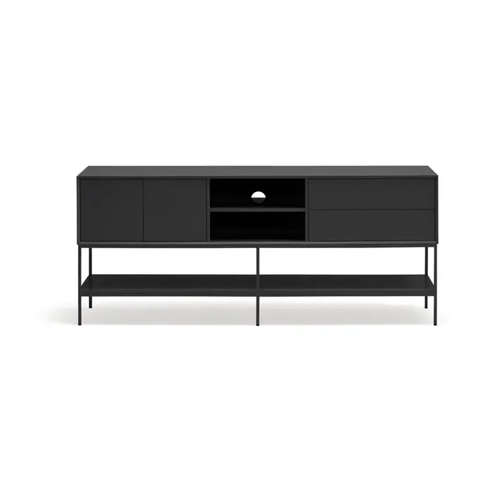 TeulatMobile TV PlattIn MDF, trattamento della superficie verniciatura colorata, nero, larghezza totale 175 cm, altezza totale 74 cm, profondità totale 45 cm