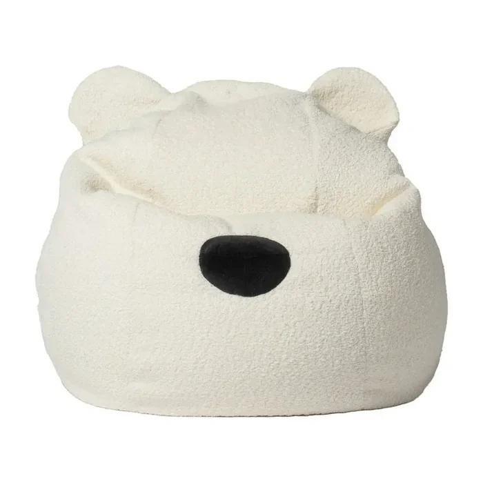 The Brooklyn KidsPouf a sacco per bambini BearCon rivestimento in bouclé, color crema, larghezza totale 70 cm, peso 2 kg