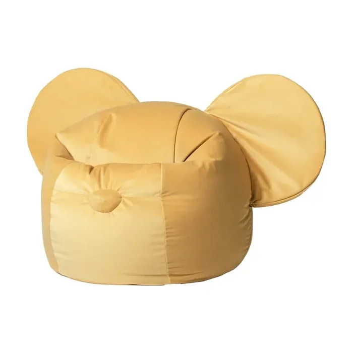 The Brooklyn KidsPouf a sacco per bambini EarsCon rivestimento in velluto, giallo, larghezza totale 46 cm, peso 2 kg