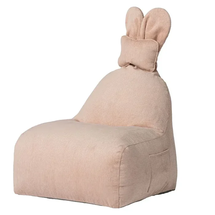 The Brooklyn KidsPouf a sacco per bambini Funny BunnyCon rivestimento in velluto a coste, rosa chiaro, larghezza totale 90 cm, peso 3 kg