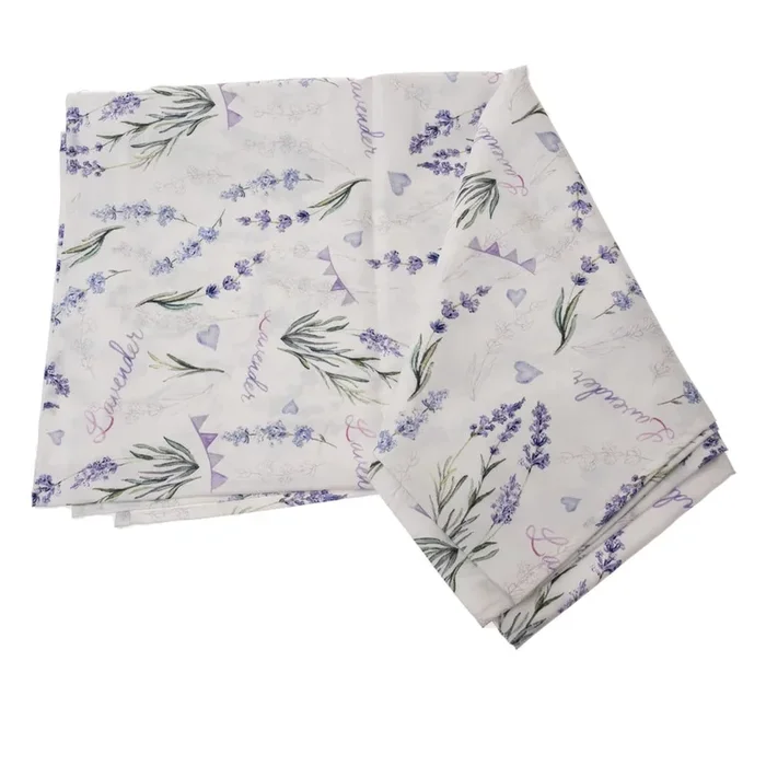 Tovaglia Adatta per pulizia con panno umido, a fiori, viola/color crema, 140×140 cm