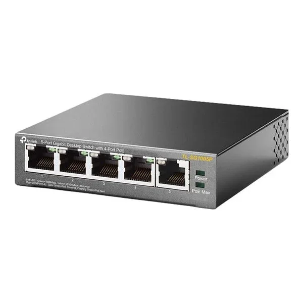 TP-LINK – Switch desktop 5 porte gigabit, 4 porte poe – TL-SG1005P