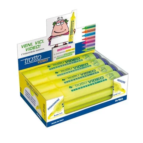 TRATTO – Evidenziatore video 1-5 mm giallo – F830201 – Confezione da 12 PZ