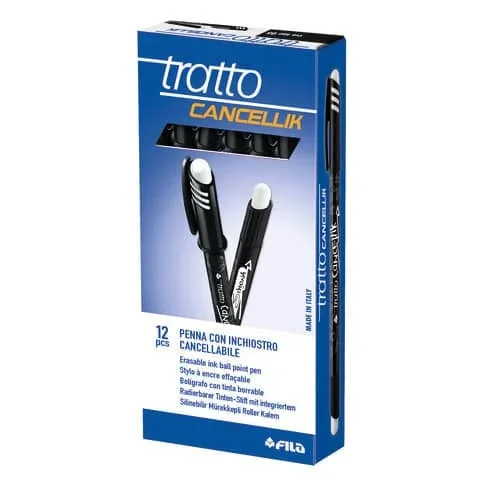 TRATTO – Penna a sfera cancellabile cancellik 1 mm nero – F826103 – Confezione da 12 PZ