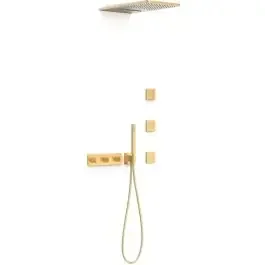 Tres B-System set doccia da incasso con termostato con soffione oro 30725405OM