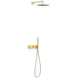 Tres B-System set doccia da incasso con termostato con soffione oro 30735204OM