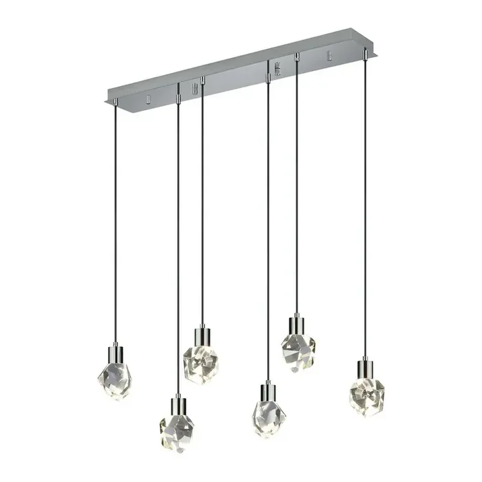 Trio SelectLampadario VeranoLED, con paralume in vetro, in metallo, argentato, 20×94 cm, altezza totale 150 cm