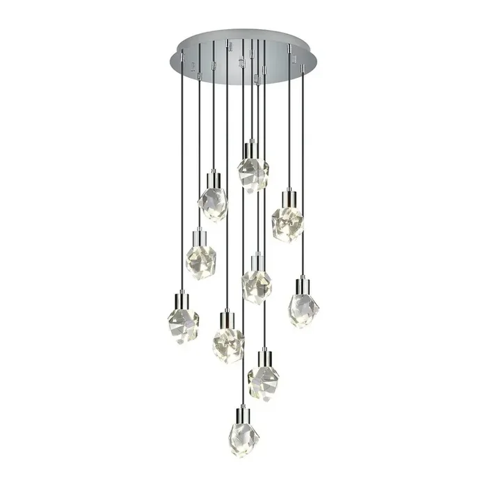 Trio SelectLampadario VeranoLED, con paralume in vetro, in metallo, argentato, ø 51,5 cm, altezza totale 150 cm