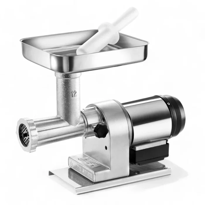 Tritacarne elettrico professionale acciaio inox potenza 480W uso continuo motore induzione silenzioso e potente per cucina