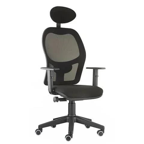 UNISIT – Sedia operativa girevole hubble huhupg con poggiatesta – rivestimento ecopelle nero + braccioli – HUHUPG/BR/KN