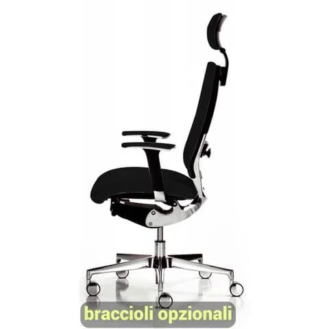 UNISIT – Sedia semidirezionale girevole concept cotpg ergonomica con poggiatesta rivestimento ecopelle nero – COTPG/KN