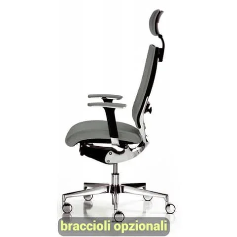UNISIT – Sedia semidirezionale girevole concept cotpg ergonomica con poggiatesta rivestimento ecopelle grigio – COTPG/KG
