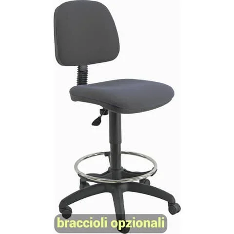UNISIT – Sgabello tecnico esos eoe4s seduta alta – poggiapiedi telescopico – rivestimento eco grigio scuro – EOE4S/ET