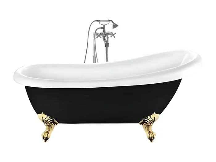 Vasca da bagno freestanding con piedini RICHMOND nera 171 cm Piedini di aquila Dorati