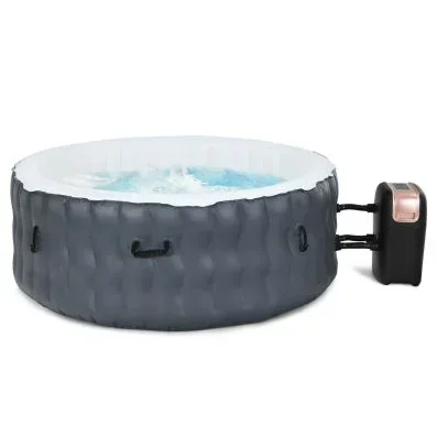 Vasca idromassaggio gonfiabile per interno ed esterno, Vasca rotonda per 4 persone con copertura 180cmx68cm Grigio