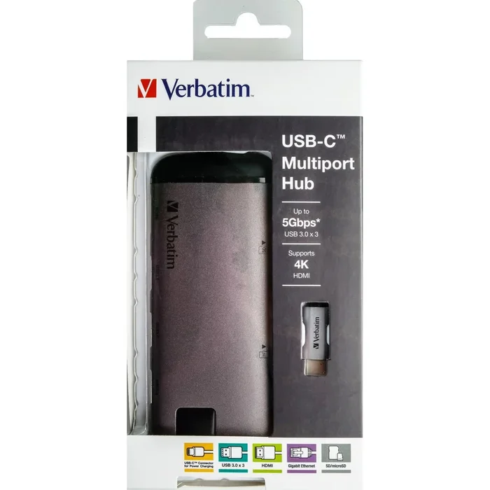 VERBATIM – usb-c adapter usb 3.1 g1 / usb 3.0 x 3 / hdmi / sdhc / micro sdhc / r – 49142