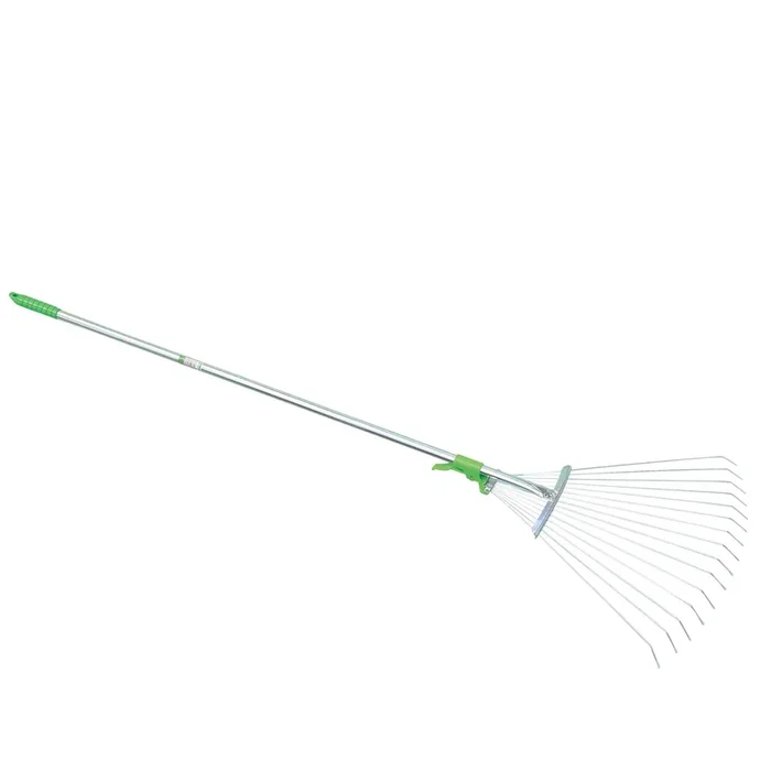 VERDEMAX – Scopa in metallo per erba e foglie regolabile – 3923