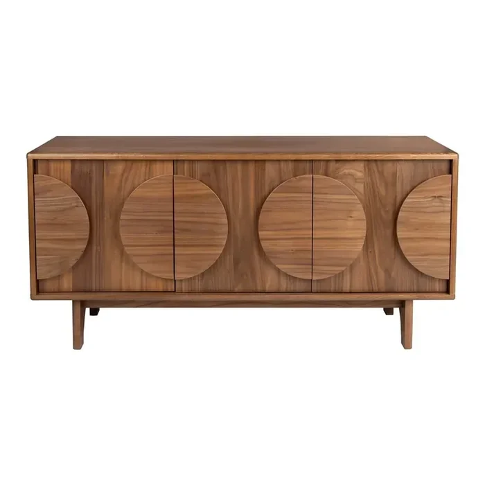 ZuiverCassettiera GrooveCon effetto noce, in MDF, trattamento della superficie impiallacciatura/trattamento della superficie verniciatura a olio, marrone, larghezza totale 120 cm, altezza totale 58 cm, profondità totale 40 cm