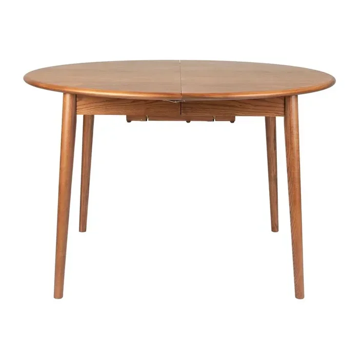 ZuiverTavolo da pranzo TwistAllungabile, con estensione, con piano effetto noce, ø 120 cm, lunghezza dopo l‘apertura 160 cm